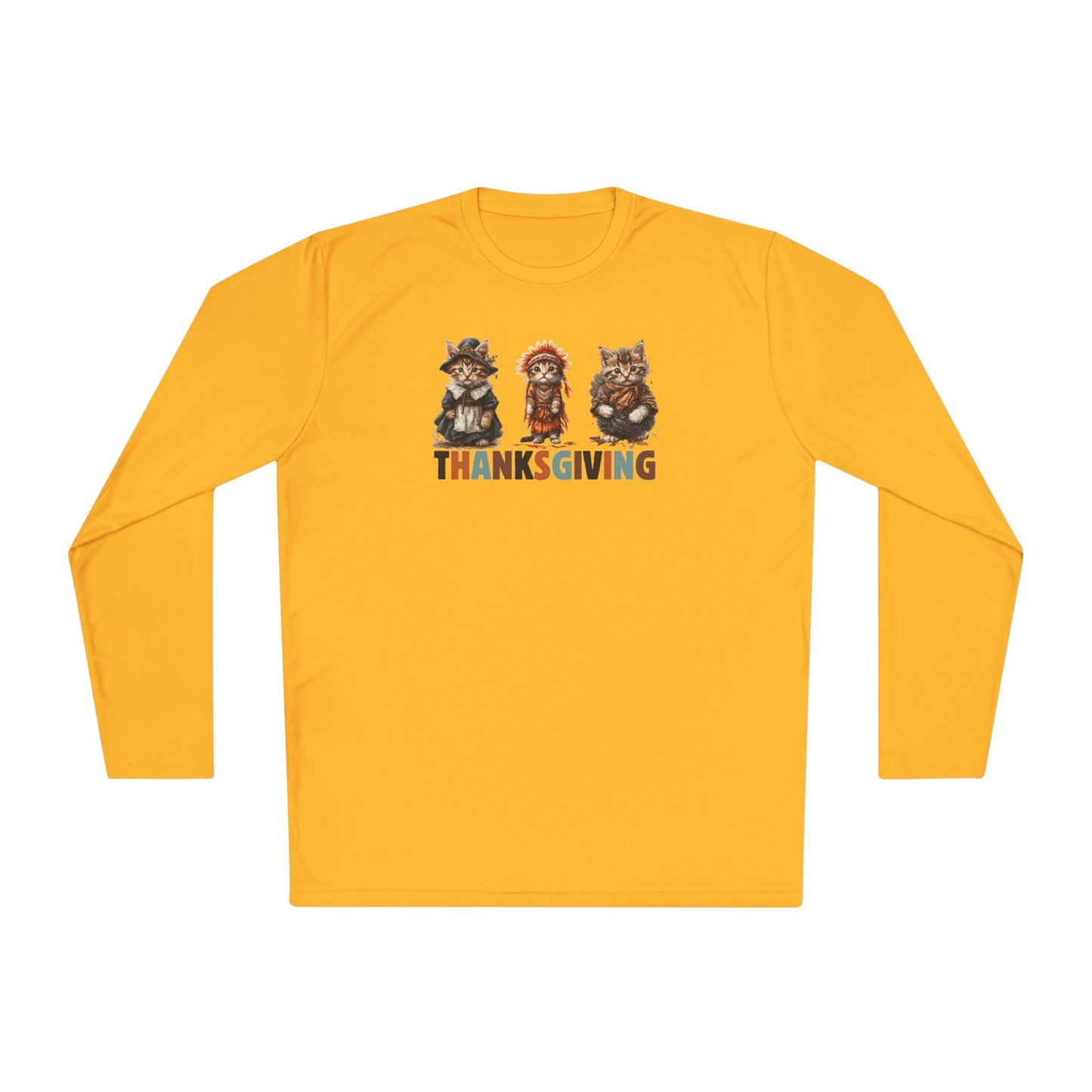 Camiseta de manga larga temática de gato para el Día de Acción de Gracias para uso unisex