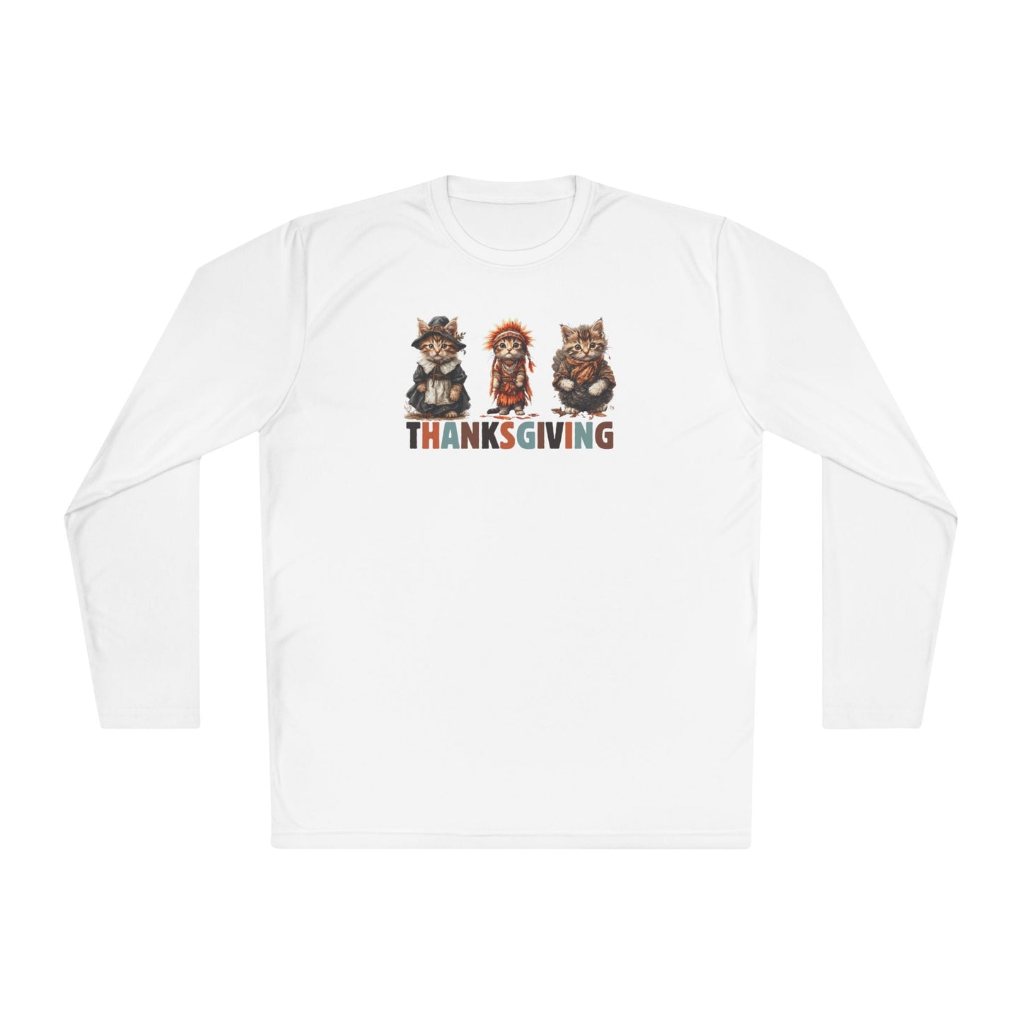 Camiseta de manga larga temática de gato para el Día de Acción de Gracias para uso unisex