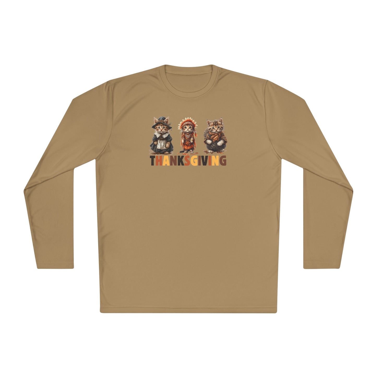 Camiseta de manga larga temática de gato para el Día de Acción de Gracias para uso unisex