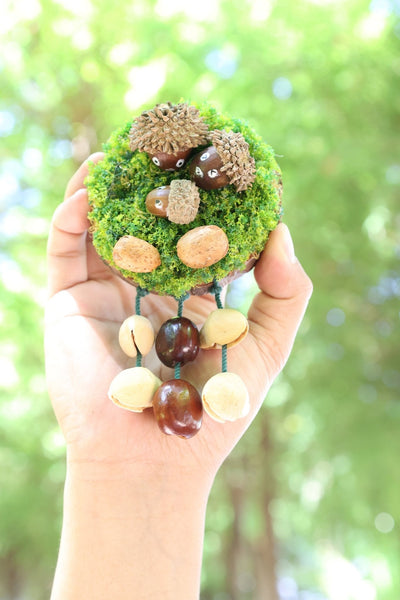 The Acorn Family - Handmade Moss Forest Wall Hanging