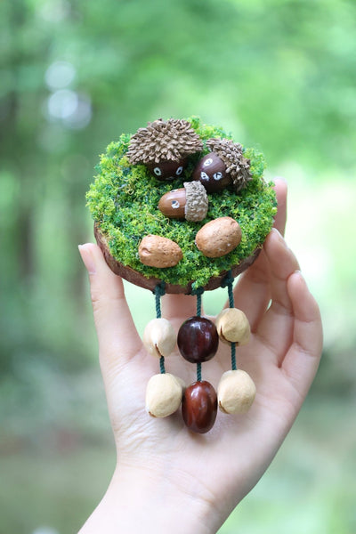 The Acorn Family - Handmade Moss Forest Wall Hanging