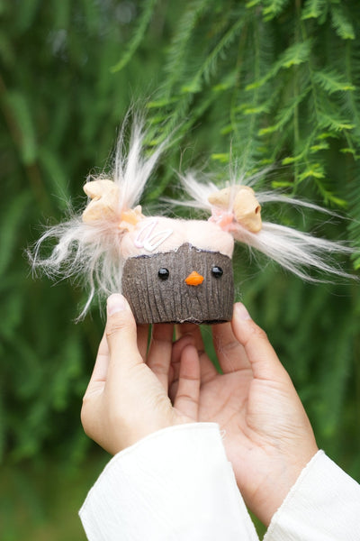 The Bad Hair Day Monster - Fuzzy Pink Nut Shell Doll
