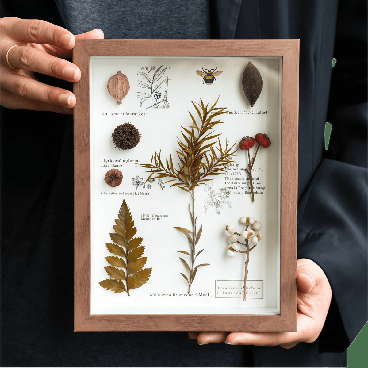 "Le Journal du Botaniste" - Cadres d'Art de Fleurs Pressées Réelles