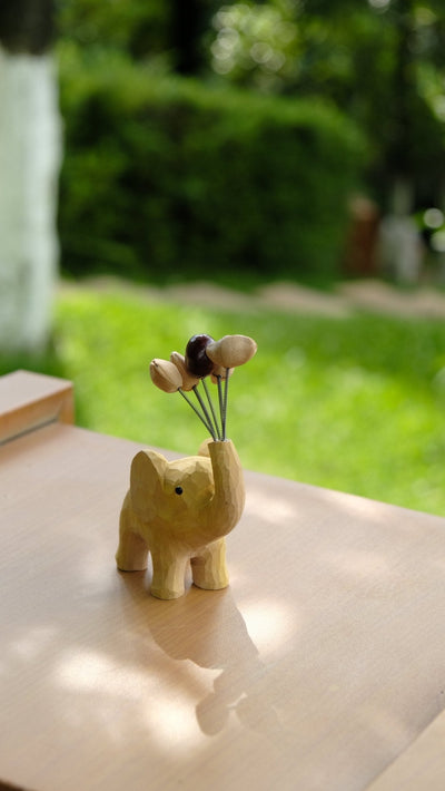 The Dreamy Elephant - Wooden Phone Stand & Seed Balloon Car Ornament