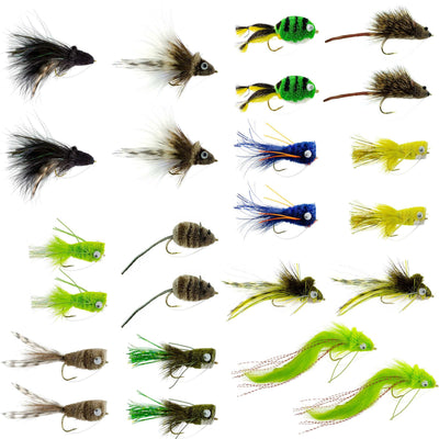 Ultimate Bass Bug Fly Collection - 24 Premium Fishing Flies for Bass - Poppers, Divers & More - Korvel