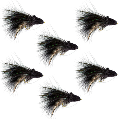 Premium Black Dahlberg Deer Hair Diver Flies - Size 4 for Bass Fishing - Korvel