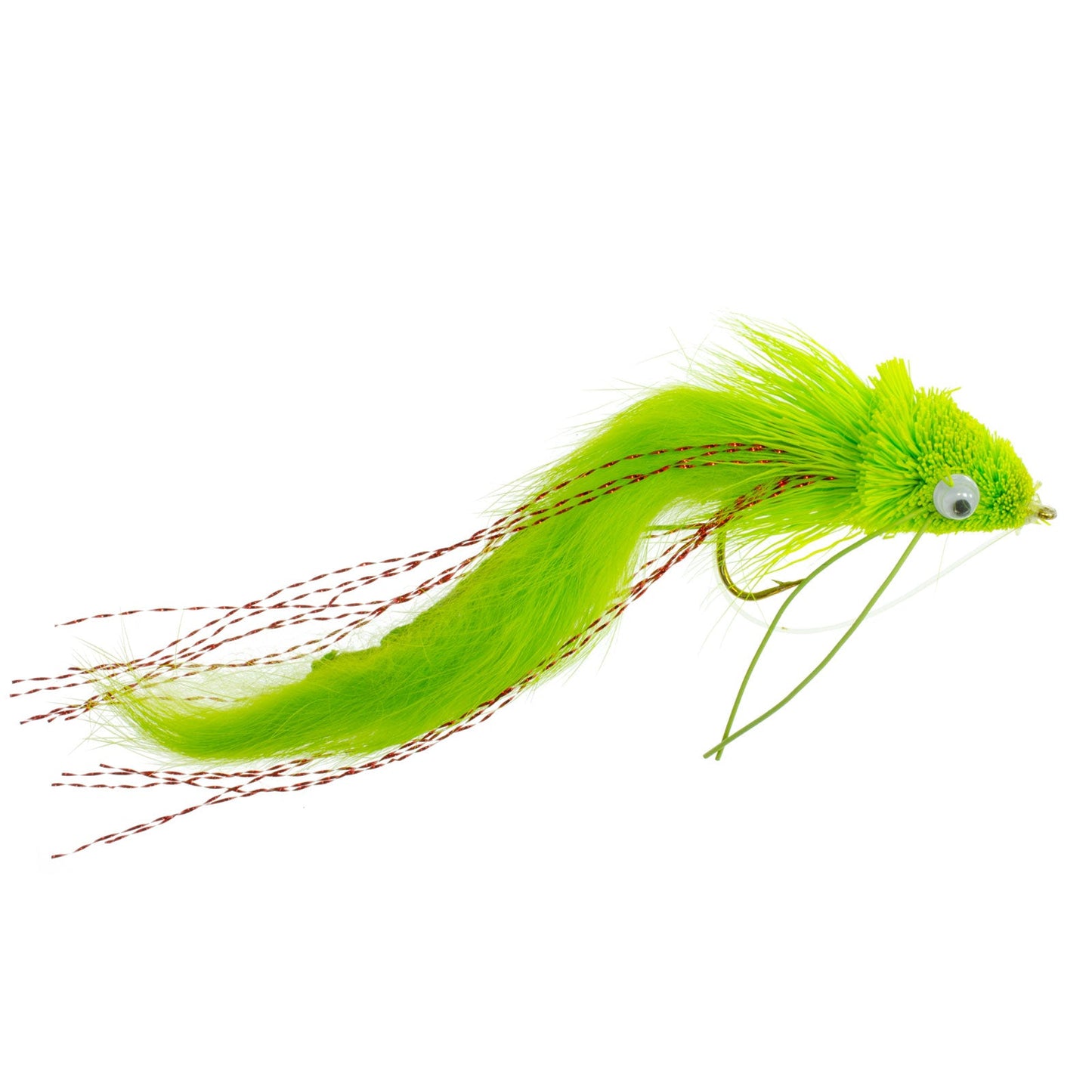 Chartreuse Deer Hair Diver Flies - Set of 6 Size 4 for Bass Fishing - Korvel