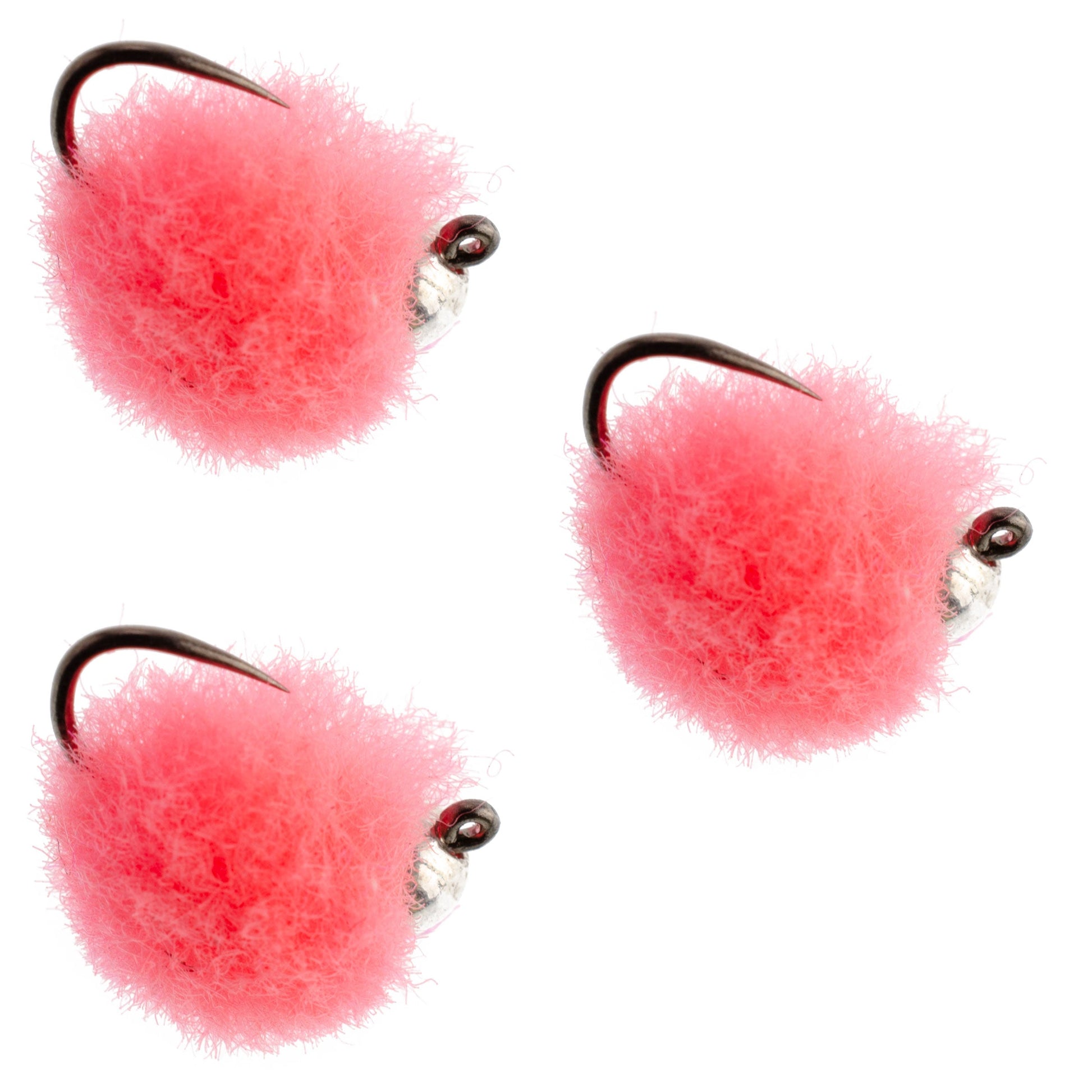 3 Pack Tactical Euro Jig Egg Barbless Czech Nymph Fly - Hot Pink Size 16 - Korvel