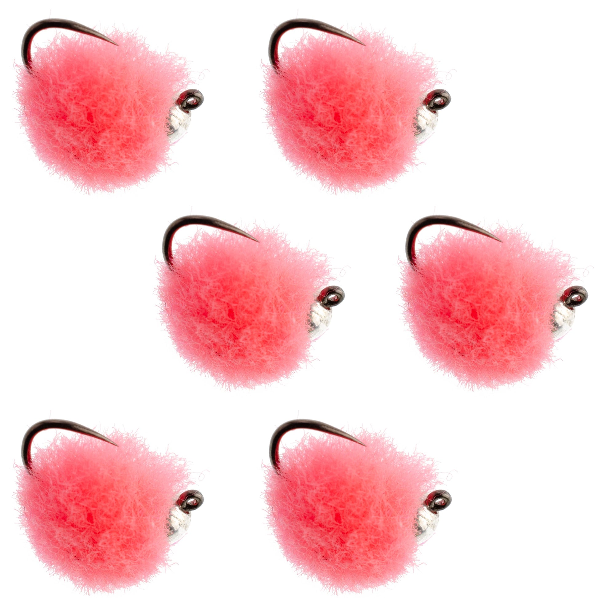Hot Pink Tungsten Bead Tactical Euro Jig Barbless Nymph Flies - Size 16 (Pack of 6) - Korvel