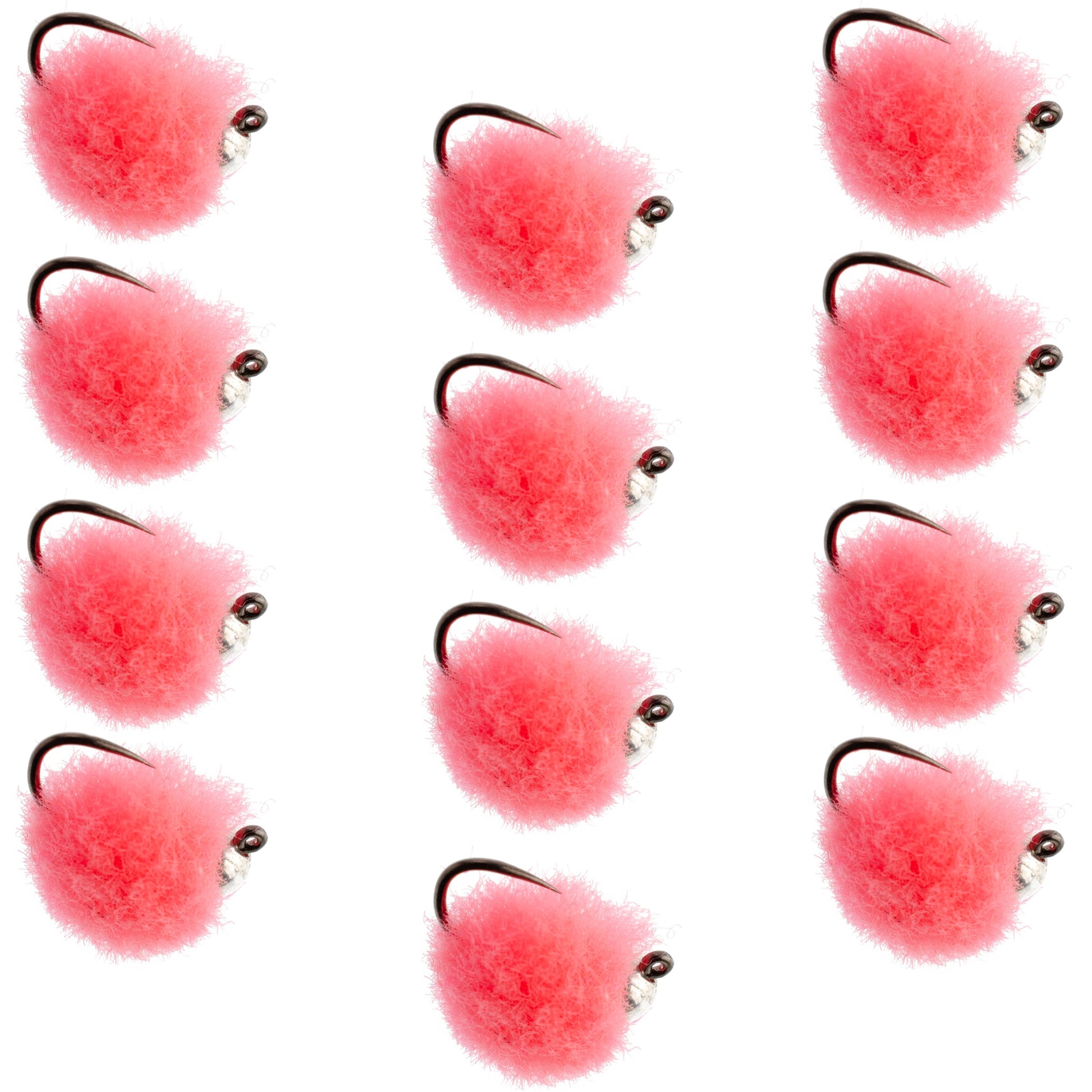 Premium Hot Pink Tungsten Bead Tactical Euro Jig Nymphs - 12 Pack Size 16 - Korvel