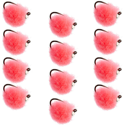 Premium Hot Pink Tungsten Bead Tactical Euro Jig Nymphs - 12 Pack Size 16 - Korvel