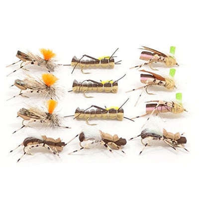 Trout Fly Assortment - Foam Body High Visibility Grasshopper Dry Fly Collection