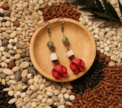 Les Boucles d'Oreilles Forest Harmony - Gouttes en Graines Naturelles et Perles Rouges