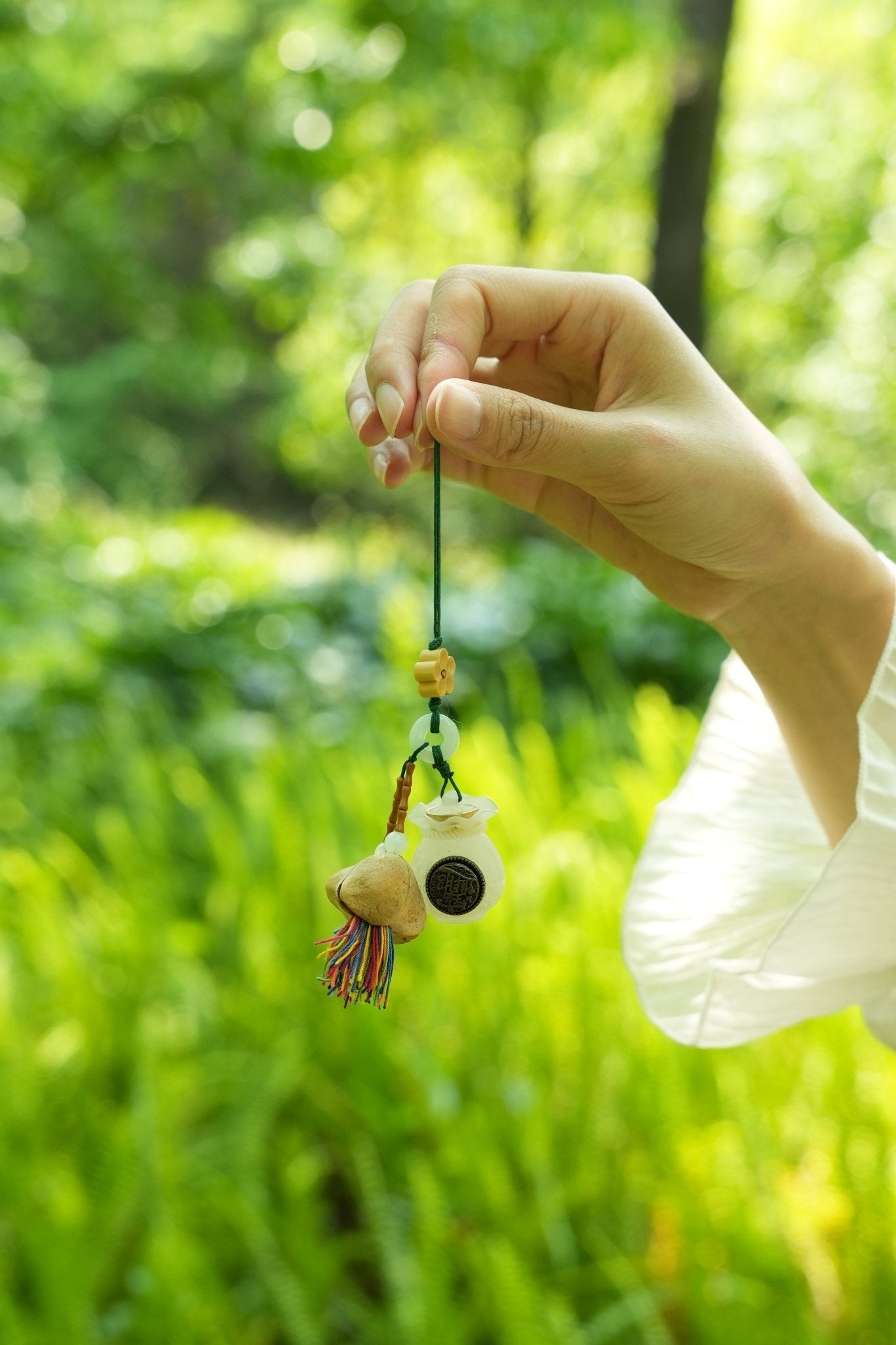 The Fortune Pouch - White Bodhi Style Money Bag Charm