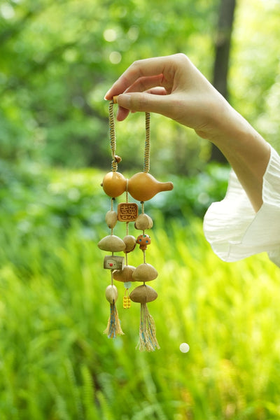 The Gourd of Joy - Double Gourd Car Charm with Happiness Tag