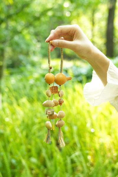 The Gourd of Joy - Double Gourd Car Charm with Happiness Tag