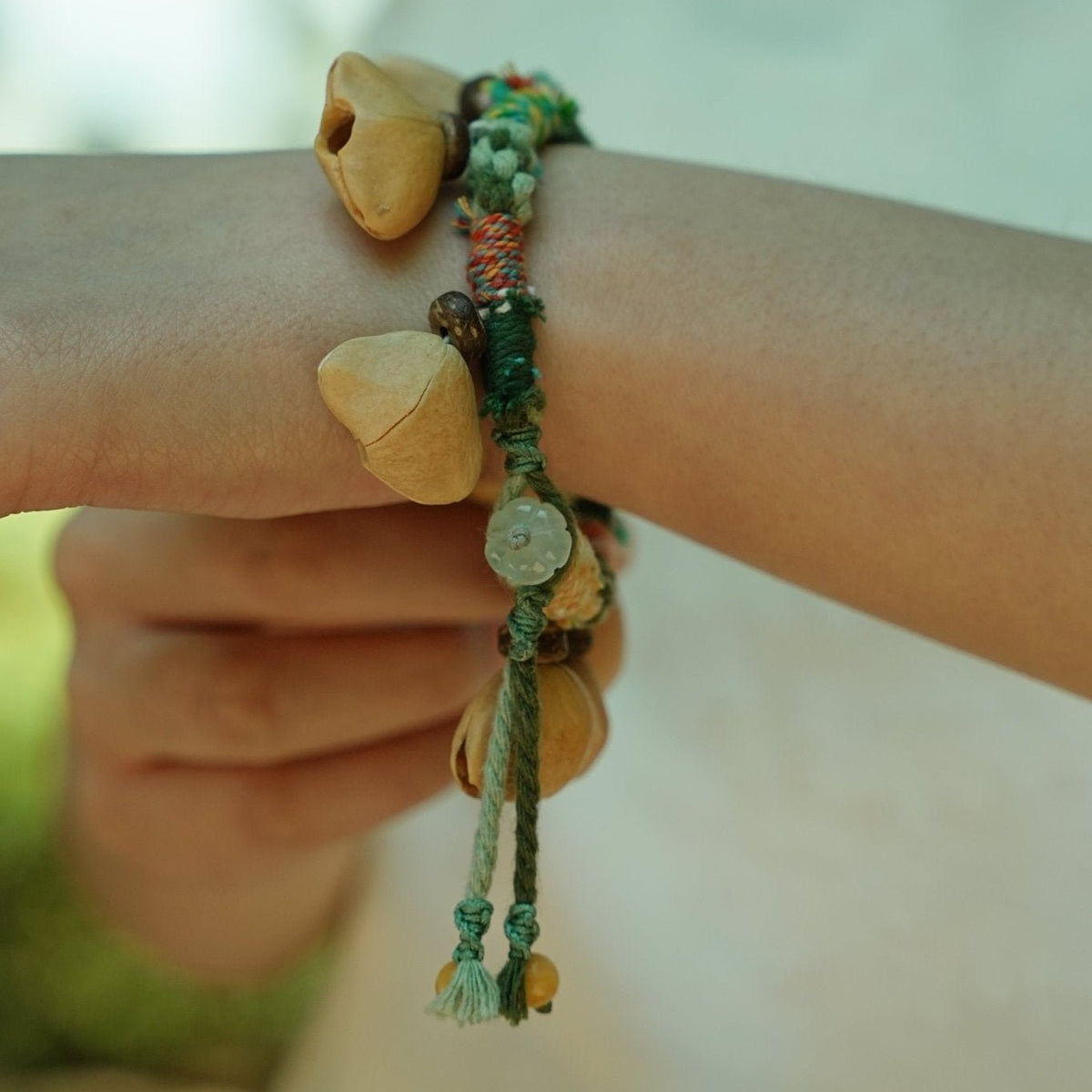 The Happy Pistachio - Hand-Braided Natural Shell Bracelet