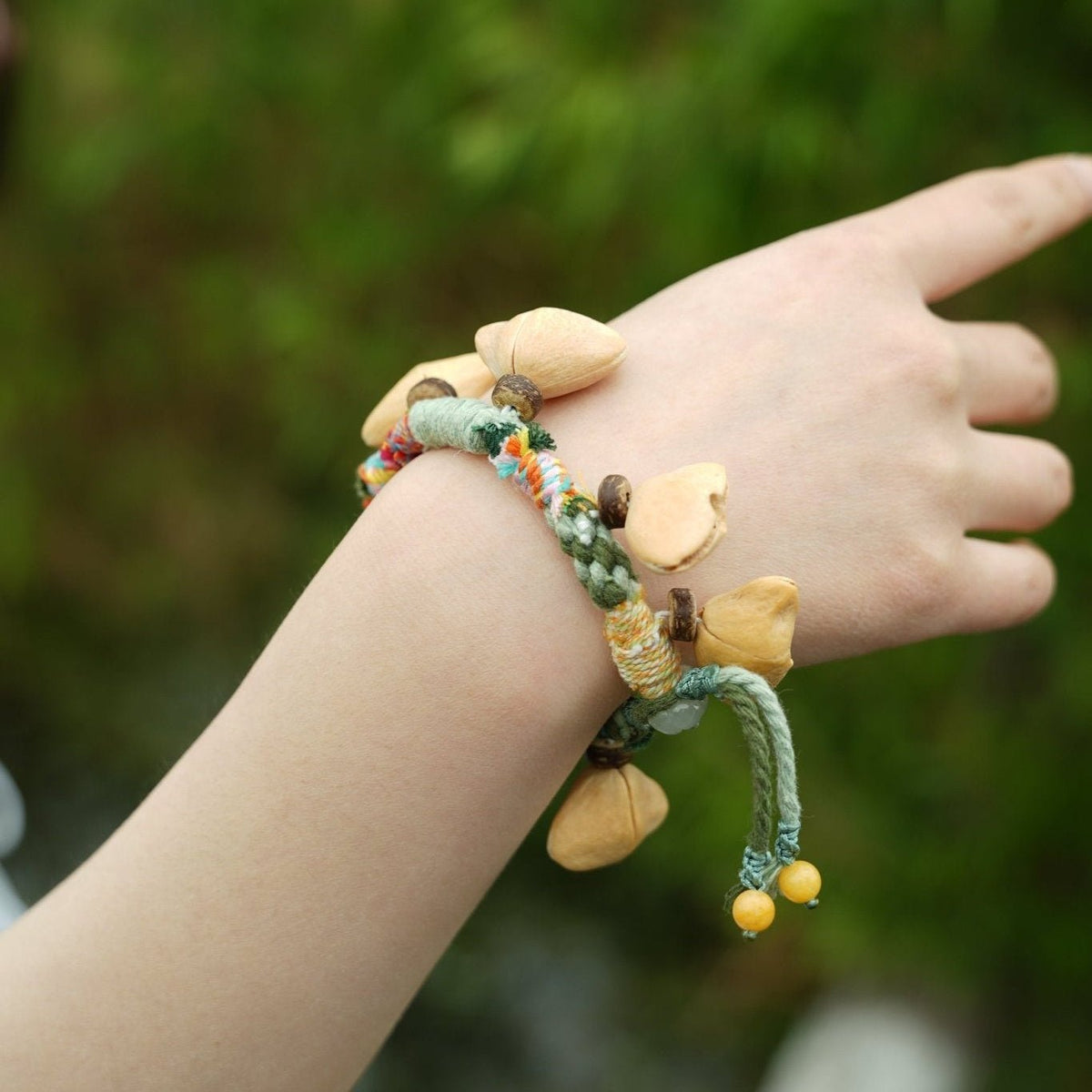 The Happy Pistachio - Hand-Braided Natural Shell Bracelet