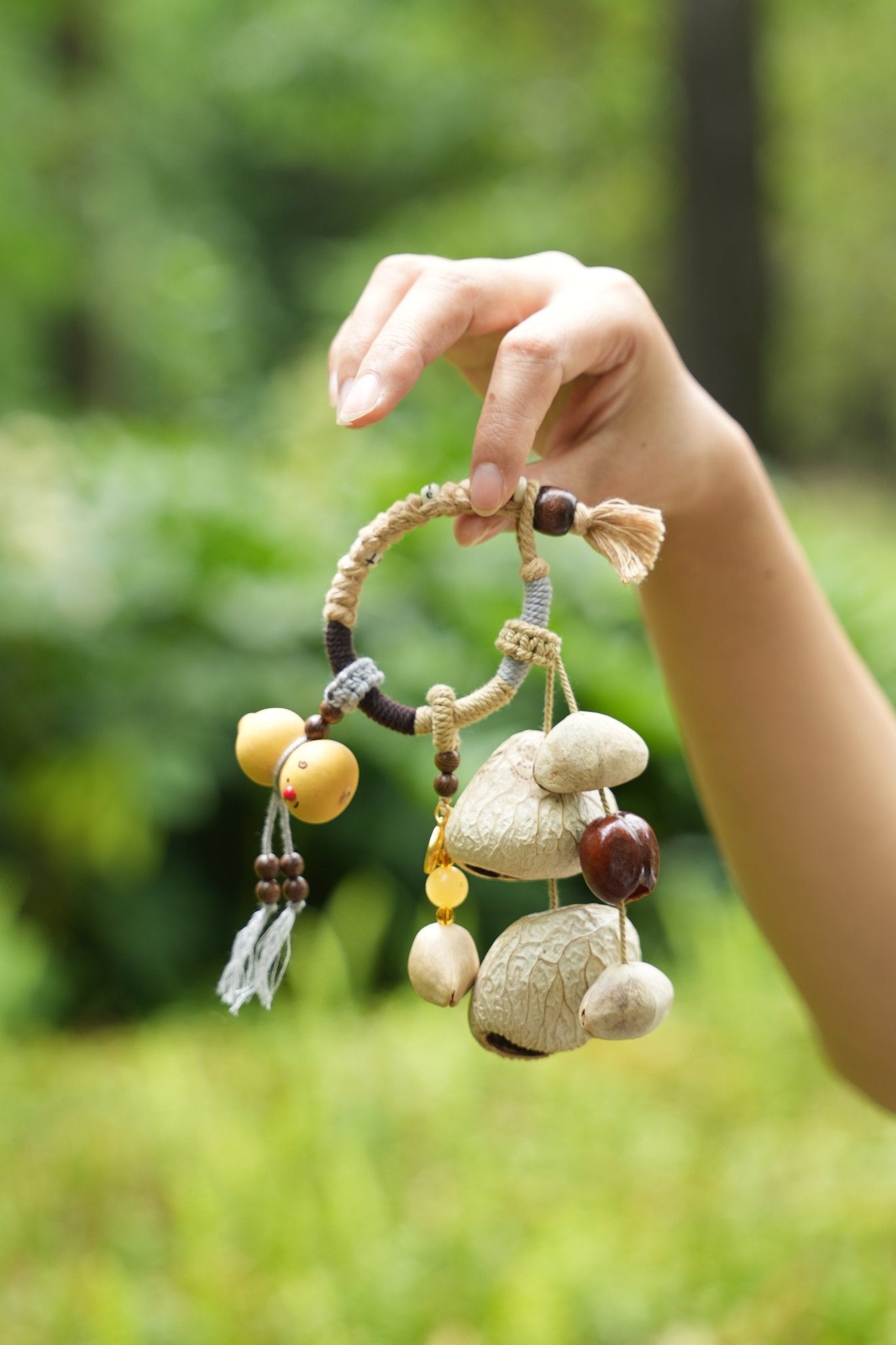 The Harvest Circle - Woven Ring Charm with Golden Gourds
