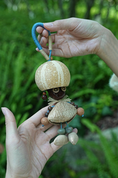 The Mushroom Sprite - Unique Nut Shell Doll with Button Eyes