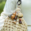 The Naptime Kitty - Hand-Carved Wooden Cat Charm with Natural Seeds & Tassel