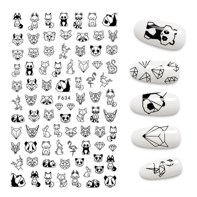 Calcomanías de Arte de Uñas 3D - Letras en Inglés y Diseños de Corazón