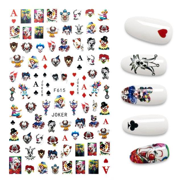 Calcomanías de Arte de Uñas 3D - Letras en Inglés y Diseños de Corazón