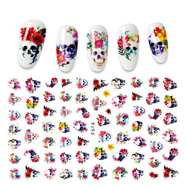 Calcomanías de Arte de Uñas 3D - Letras en Inglés y Diseños de Corazón