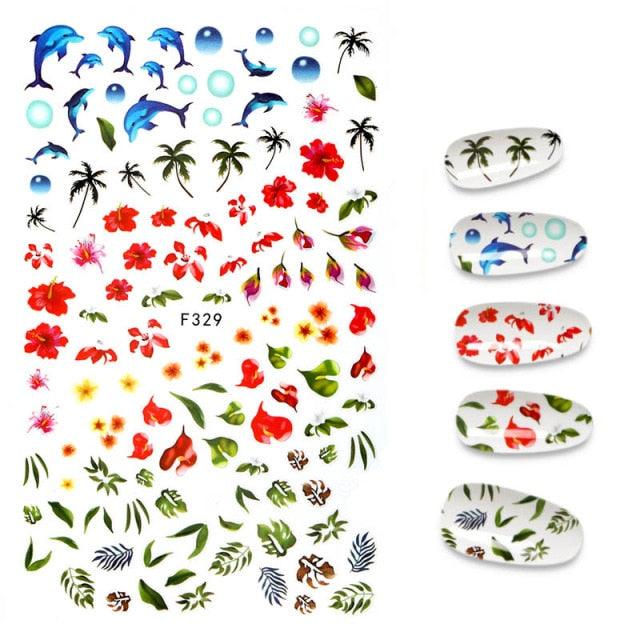 Calcomanías de Arte de Uñas 3D - Letras en Inglés y Diseños de Corazón