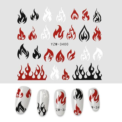Calcomanías de Arte de Uñas 3D - Letras en Inglés y Diseños de Corazón