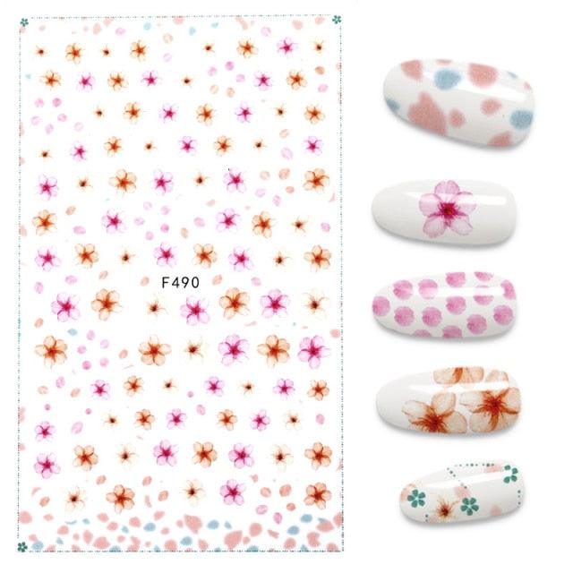 Calcomanías de Arte de Uñas 3D - Letras en Inglés y Diseños de Corazón