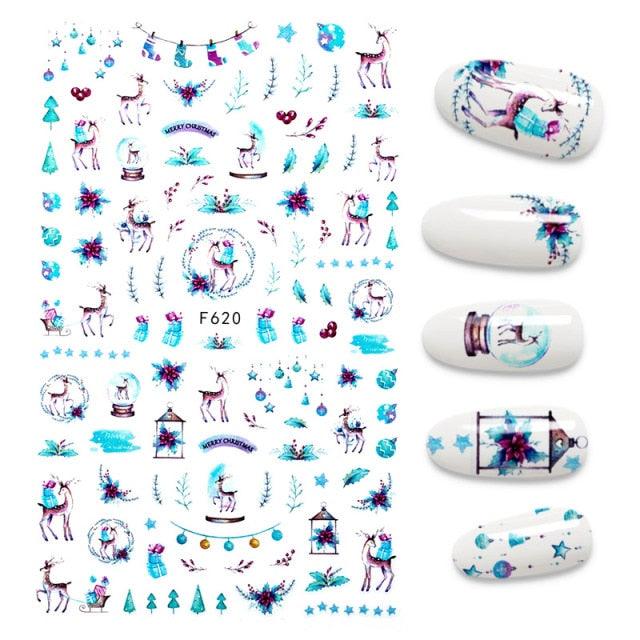 Calcomanías de Arte de Uñas 3D - Letras en Inglés y Diseños de Corazón