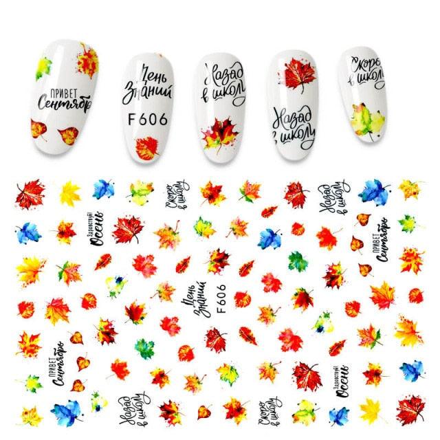 Calcomanías de Arte de Uñas 3D - Letras en Inglés y Diseños de Corazón