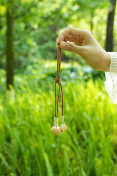 The Twin Seeds - Minimalist Suede Cord Strap with Natural Heart Pods