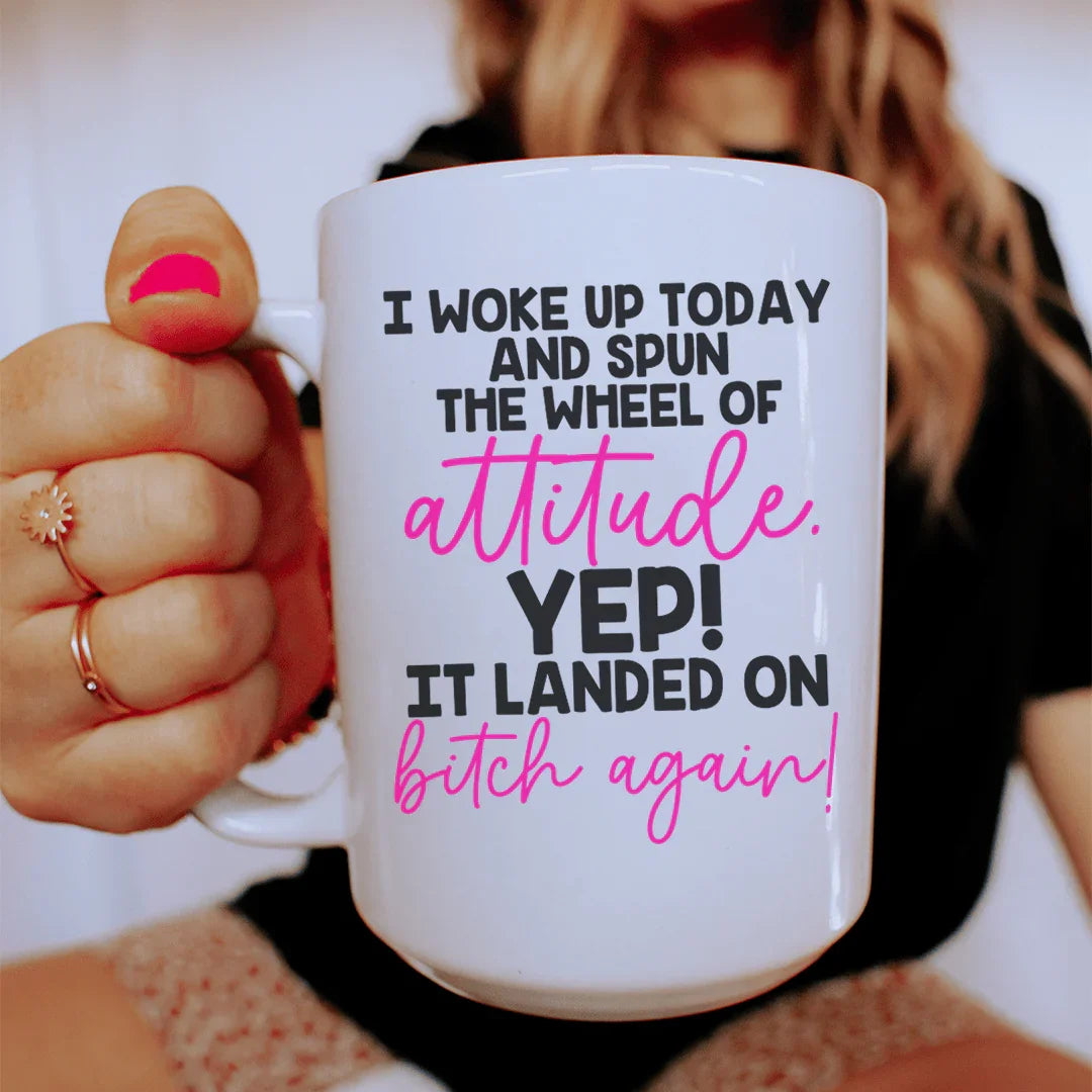 Taza de cerámica La Rueda de la Actitud de 15 oz 