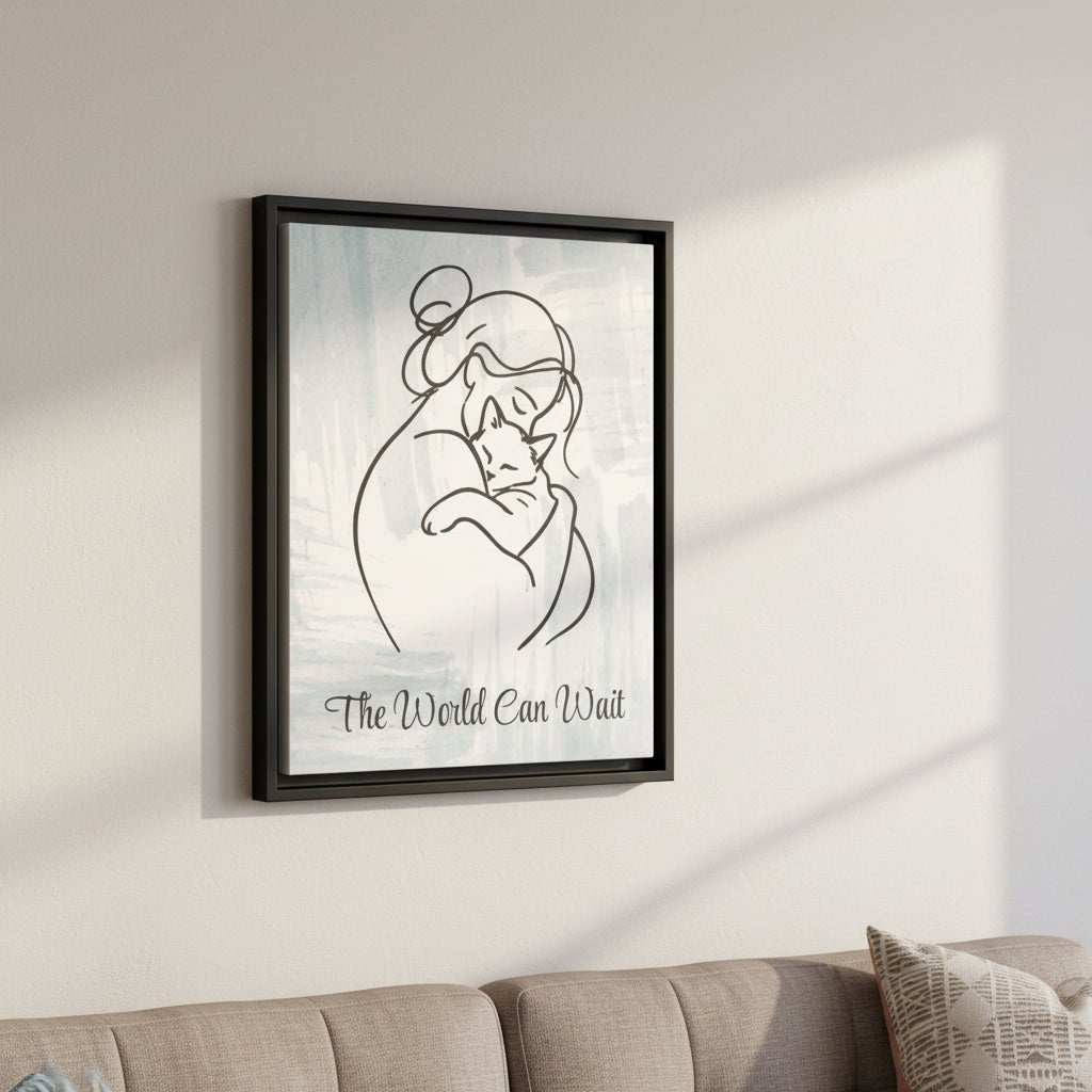 L'impression sur toile Chat Le Monde Peut Attendre