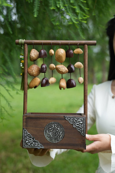 The Zen Sanctuary - Vintage Wood Tissue Box with Wind Chime