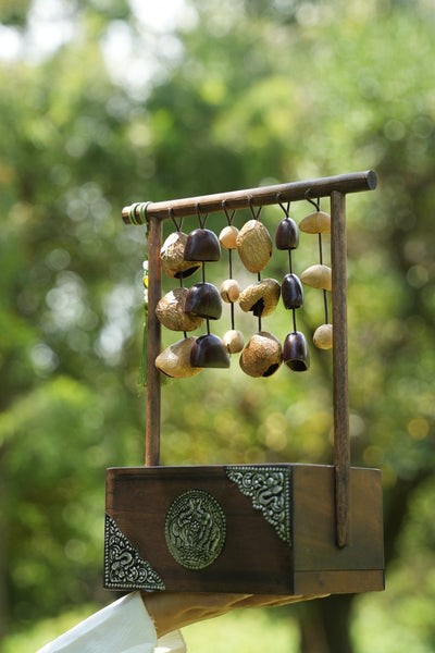 The Zen Sanctuary - Vintage Wood Tissue Box with Wind Chime