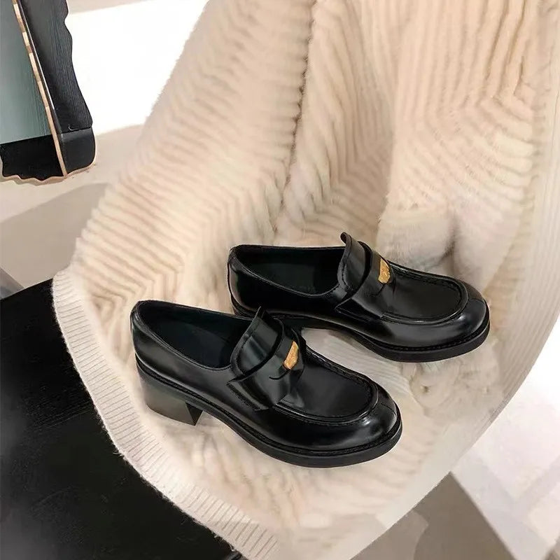 Mocasines de Tacón Alto Grueso Premium para Mujeres