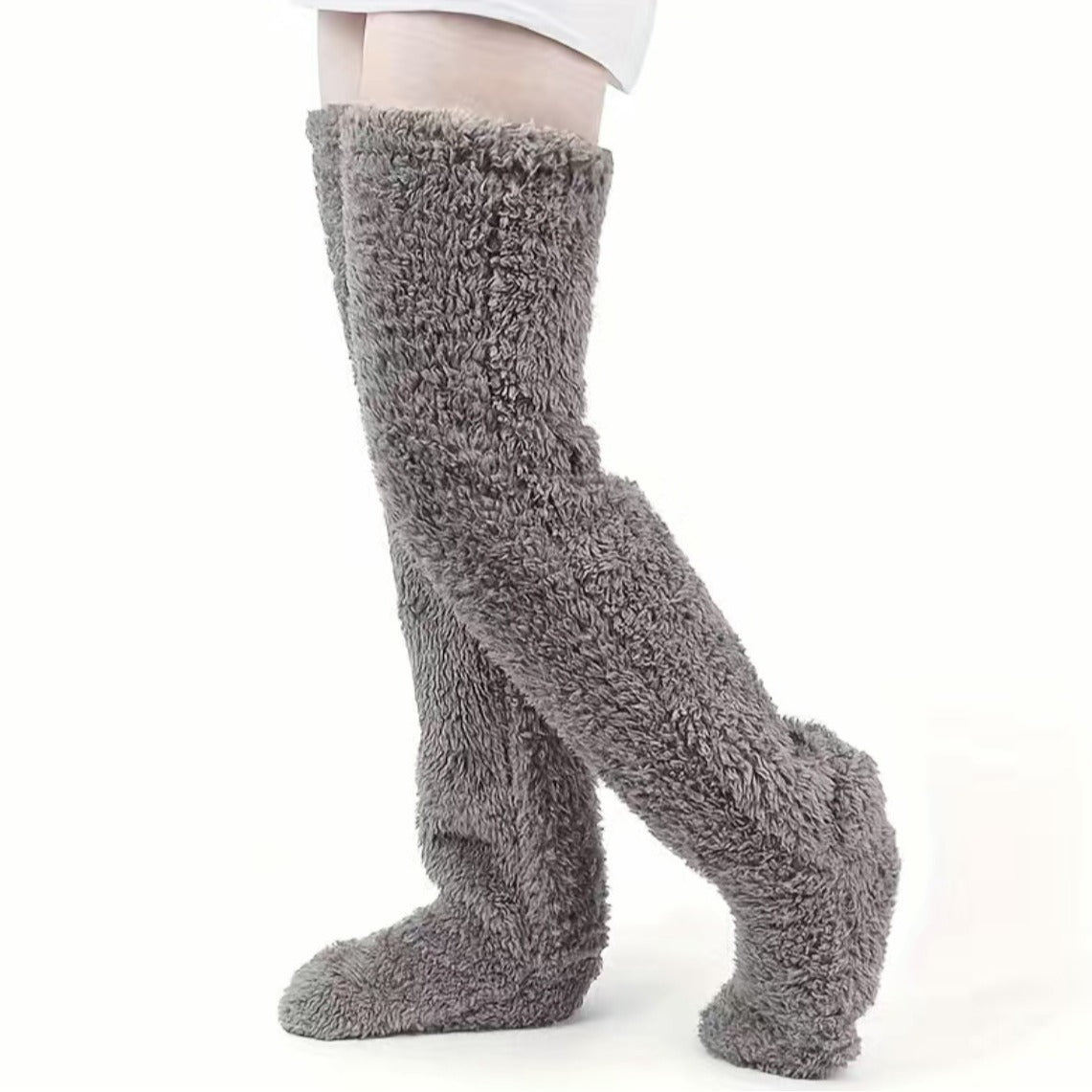 Thick leg warmers, knee pads, warm plush pants, long leg exposed socks - Korvel