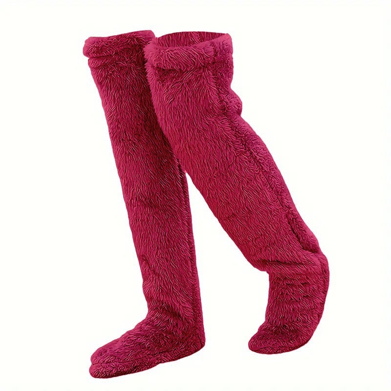 Thick leg warmers, knee pads, warm plush pants, long leg exposed socks - Korvel