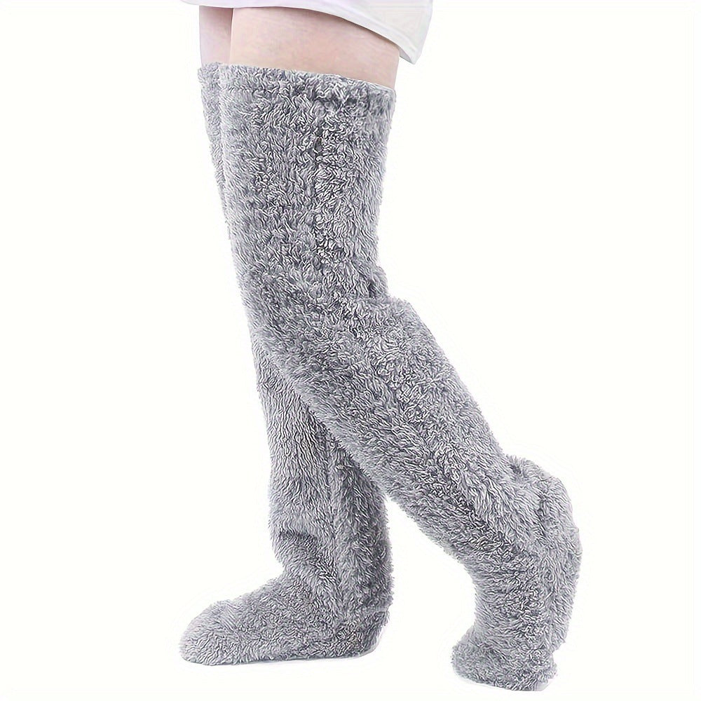 Thick leg warmers, knee pads, warm plush pants, long leg exposed socks - Korvel