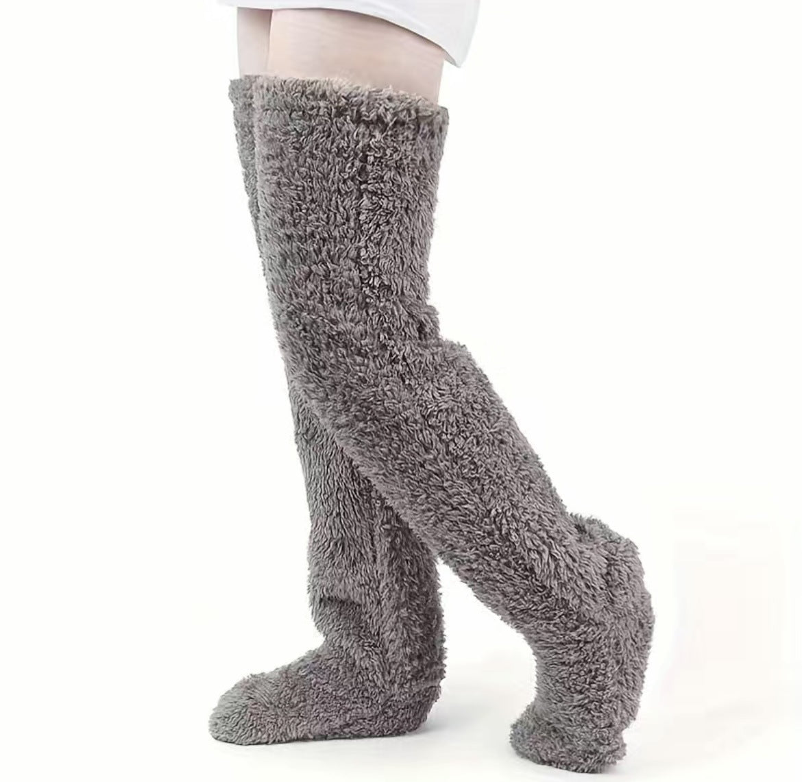 Thick leg warmers, knee pads, warm plush pants, long leg exposed socks - Korvel