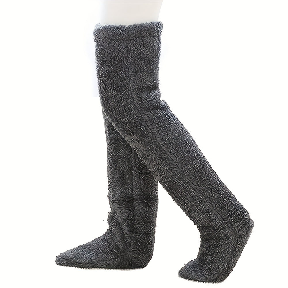Thick leg warmers, knee pads, warm plush pants, long leg exposed socks - Korvel