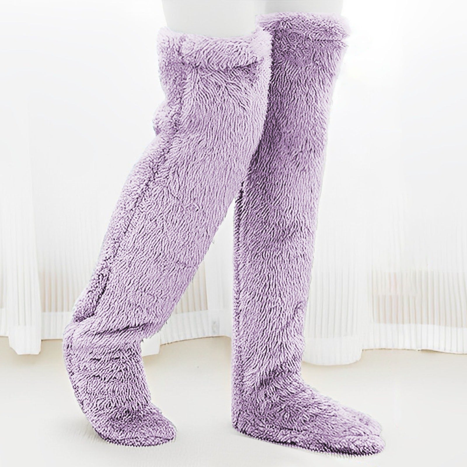 Thick leg warmers, knee pads, warm plush pants, long leg exposed socks - Korvel