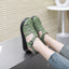 Thick soled toe sandals women's genuine leather sponge cake wedge heel hollowed out hole shoes flat bottomed women's shoes - Korvel
