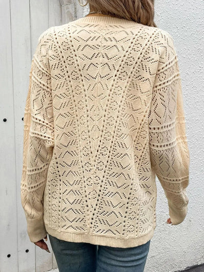 Thin knit short casual hollow cardigan - Korvel