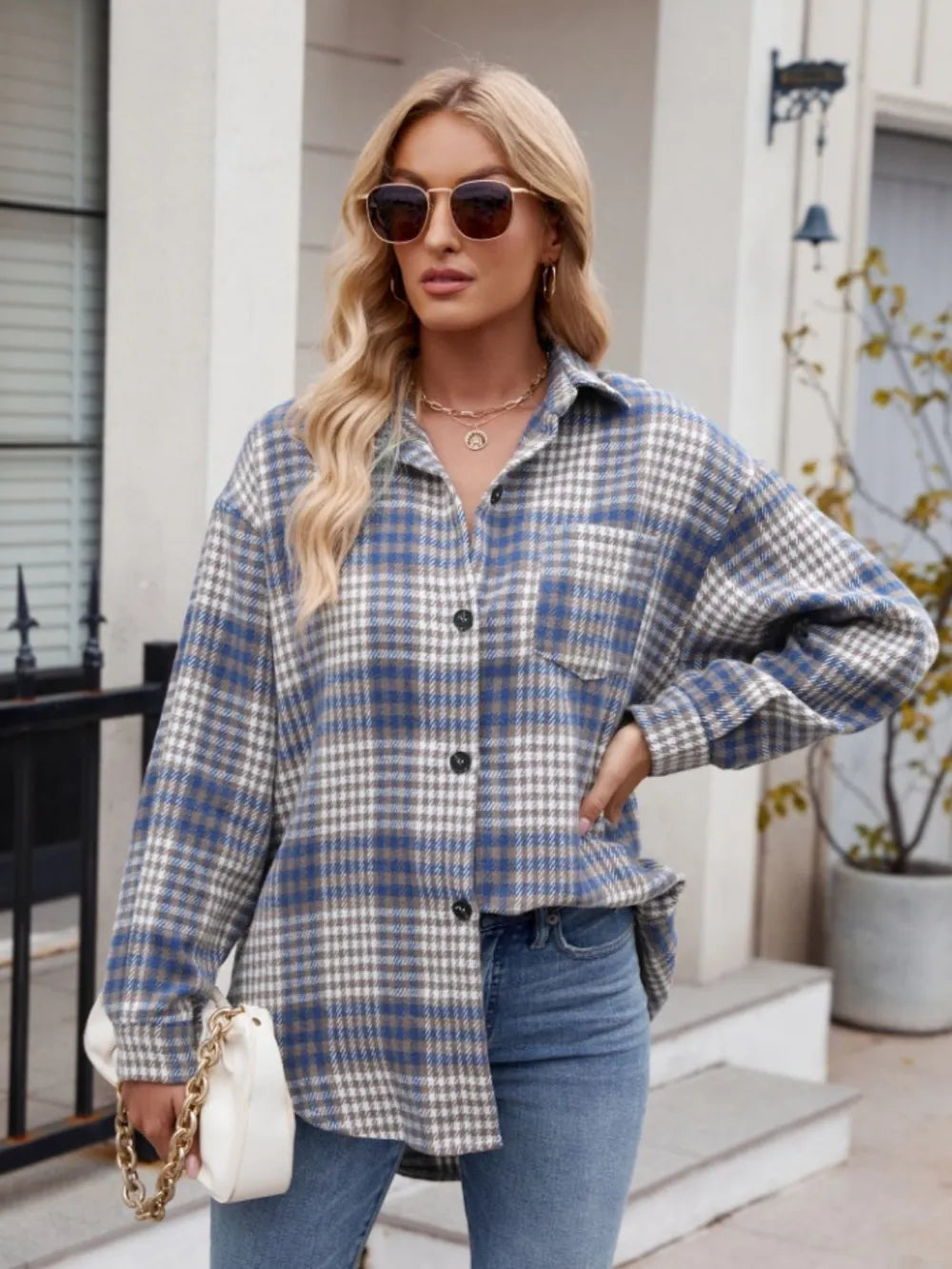 Thousand bird plaid button down flannel shirt - Korvel