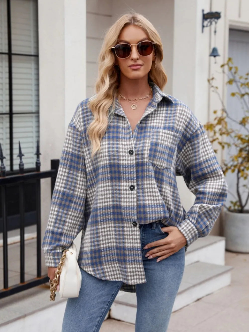 Thousand bird plaid button down flannel shirt - Korvel