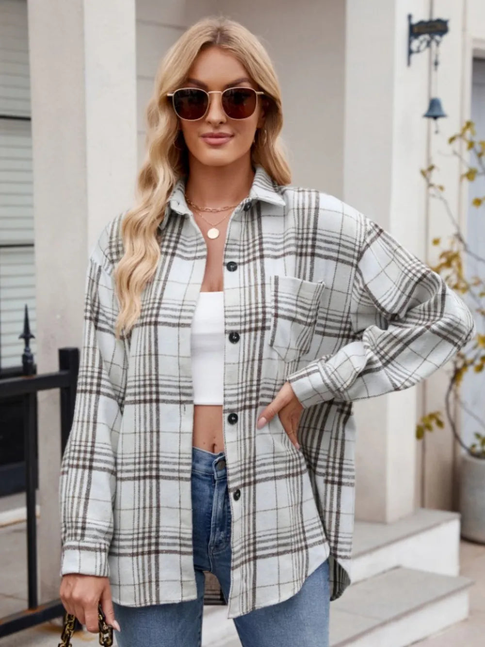 Thousand bird plaid button down flannel shirt - Korvel